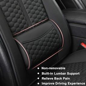 img 2 attached to 🖤 Premium Black Panther Car Seat Covers with Lumbar Support and Headrest Cover - 1 Pair Universal Sideless Driver Seat Protectors (Black)