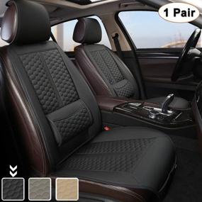 img 4 attached to 🖤 Premium Black Panther Car Seat Covers with Lumbar Support and Headrest Cover - 1 Pair Universal Sideless Driver Seat Protectors (Black)