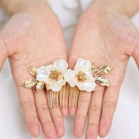 img 2 attached to 💍 Gold Leaf Wedding Hair Piece: Yean Bride Floral Bridal Hair Comb, Elegant Hair Accessories for Women and Girls