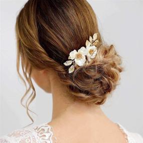 img 1 attached to 💍 Gold Leaf Wedding Hair Piece: Yean Bride Floral Bridal Hair Comb, Elegant Hair Accessories for Women and Girls