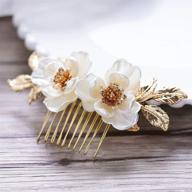 💍 gold leaf wedding hair piece: yean bride floral bridal hair comb, elegant hair accessories for women and girls logo