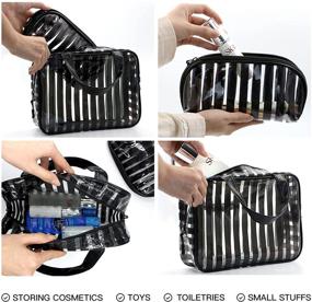 img 2 attached to 🧳 Clear Travel Toiletry Bag Set - 2pcs Waterproof Makeup Bags with Black Stripes for Women and Men - Cosmetics Organizer for Carry-On Luggage - ZXZMZT