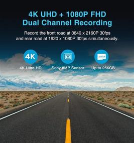 img 3 attached to VIOFO A129 Pro Duo 4K Двойная автомобильная камера — Ультра HD 4K Передняя и 1080P Задняя автомобильная WiFi камера с датчиком Sony 8MP, GPS, кэшируемым режимом парковки, датчиком удара G, обнаружением движения, WDR и циклической записью.