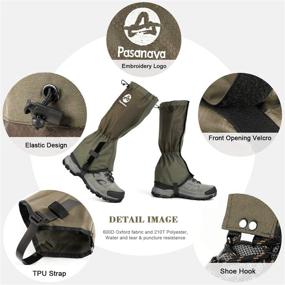 img 3 attached to Waterproof and Adjustable Walking Snow Gaiters - Pasanava Leg Gaiters with TPU 🏔️ Foot Strap for Hiking, Hunting, Backpacking, and Outdoor Activities - Ideal for Men and Women