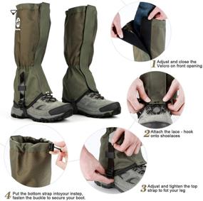 img 2 attached to Waterproof and Adjustable Walking Snow Gaiters - Pasanava Leg Gaiters with TPU 🏔️ Foot Strap for Hiking, Hunting, Backpacking, and Outdoor Activities - Ideal for Men and Women