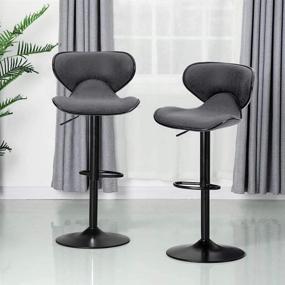 img 4 attached to 🪑 ALPHA HOME Grey Bar Stools: Adjustable Swivel Chair, Leather Kitchen Counter Stools, Set of 2, 350 lbs Capacity