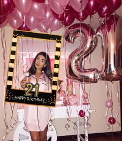 img 1 attached to 🎉 LaVenty Black Gold 21st Birthday Party Photo Booth Props and Photo Frame - Perfect for Capturing Memorable Moments!