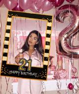 🎉 laventy black gold 21st birthday party photo booth props and photo frame - perfect for capturing memorable moments! logo