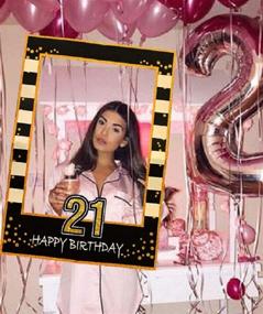 img 4 attached to 🎉 LaVenty Black Gold 21st Birthday Party Photo Booth Props and Photo Frame - Perfect for Capturing Memorable Moments!