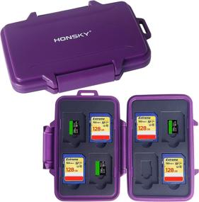 img 4 attached to Honsky Waterproof Purple SD Card Holder Case for SD, Micro SD, SDHC, SDXC - Buy Now!