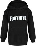 black hoodie for kids/boys featuring fortnite logo logo