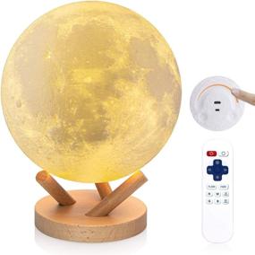 img 4 attached to 🌕 DTOETKD Moon Lamp Kids Night Light - Sliding Control 18 Colors 3D Moonlight with Stand, Remote & Touch Control, Time Setting USB Rechargeable - Perfect Christmas Birthday Gifts for Girls Friends (6 inch)