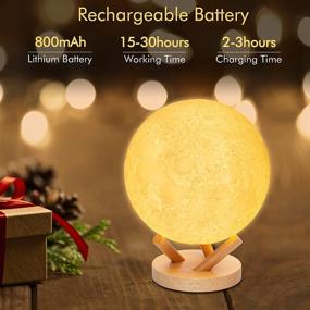 img 2 attached to 🌕 DTOETKD Moon Lamp Kids Night Light - Sliding Control 18 Colors 3D Moonlight with Stand, Remote & Touch Control, Time Setting USB Rechargeable - Perfect Christmas Birthday Gifts for Girls Friends (6 inch)