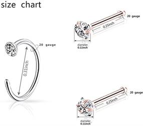 img 2 attached to 👃 Stylish 316L Stainless Steel L-Shaped Nose Rings: 20g Screw Bone Shaped Nose Studs for Women and Men