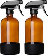 🌿 dyhaxa 16 oz amber glass spray bottles with trigger sprayer, silicone sleeve, labels - pack of 2: the perfect refillable solution logo