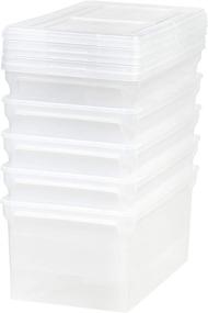 img 3 attached to 📦 Iris USA Clear Storage Bin Tote Box (5 Pack) - Letter & Legal Size, Durable Hinged Lid, Stackable & Nestable