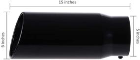 img 2 attached to 🔥 ECCPP 5-Inch Inlet, 6-Inch Outlet Diesel Exhaust Tips - 15-Inch Long, Mirror Black Powder Coated Stainless Steel Exhaust Tailpipe"