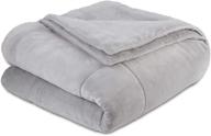 🛏️ vellux 1b07185 plushlux filled blanket, full/queen size 86x86, light gray - luxurious comfort for all seasons logo