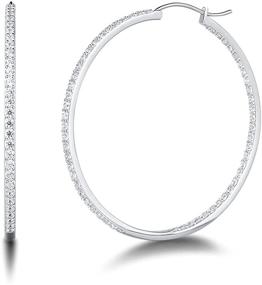 img 4 attached to 👑 FANCIME White Gold Plated 925 Sterling Silver Hoop Earrings – AAAAA Inside-Out CZ Cubic Zirconia Shining Medium/Large Big Hoop Earrings – Dainty Luxury Look Fine Jewelry for Women & Girls – Available in Sizes 25mm and 50mm