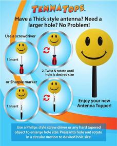 img 1 attached to Red Happy Face Car Antenna Topper with Auto Mirror Dangler & Desktop Bobble Buddy - Tenna Tops