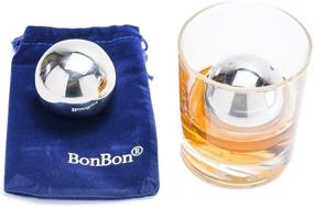 img 2 attached to 🥃 Large 5.5 cm BonBon Whiskey Stones - Reusable Stainless Steel Metal, Scotch, Vodka, Wine Ice Chiller Rocks Gift Set. Cubes for Chilling, Won't Dilute Your Favorite Drink.