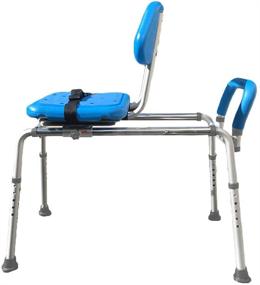 img 2 attached to 🔵 Swivel Seat Padded Gateway Premium Sliding Bath Transfer Bench - Blue