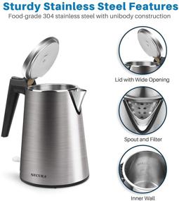 img 3 attached to 🔌 Secura Large Cordless Stainless Steel Electric Kettle for Tea and Coffee - 1.5L Water Boiler with Auto Shut-Off, LED Light, and Boil-Dry Protection (K15-F1E)