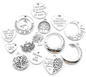 img 1 attached to Family Mom Words Charm Collection - 32 PCS Heart Moon Love Words Mother's Day Charms Pendants for Jewelry Making Crafting Findings - DIY Necklace Bracelet Earrings Accessory (M283)