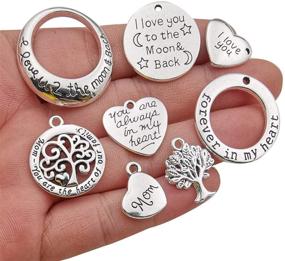 img 3 attached to Family Mom Words Charm Collection - 32 PCS Heart Moon Love Words Mother's Day Charms Pendants for Jewelry Making Crafting Findings - DIY Necklace Bracelet Earrings Accessory (M283)