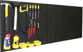 img 1 attached to Efficient and Durable WallPeg (4) Black Plastic Pegboard Panels – Optimize Your 96” Wide Garage Tool Organization with AM 212