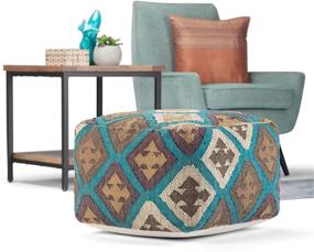 img 3 attached to 🛋️ Multi-Color Kilim Upholstered Ada Square Pouf: Ideal Footstool for Living Room, Bedroom, and Kids Room – Transitional & Modern Design