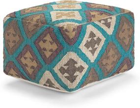 img 4 attached to 🛋️ Multi-Color Kilim Upholstered Ada Square Pouf: Ideal Footstool for Living Room, Bedroom, and Kids Room – Transitional & Modern Design