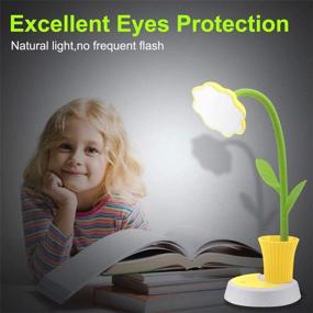 img 3 attached to Vimbo Creative Rechargeable Kids Desk Lamp - LED Dimmable Bedside Lamp with Eye Protection, Touch Sensor, Pen Holder (Yellow)