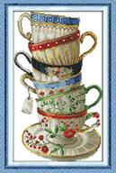 ☕️ yeesam art cross stitch kits stamped for adults beginner kids, elegant coffee cup 11ct 35x54cm diy embroidery needlework kit with preprinted patterns, easy and fun needlepoint craft for christmas logo