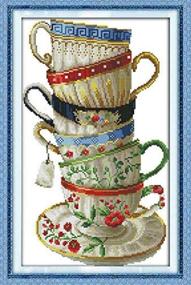 img 4 attached to ☕️ YEESAM ART Cross Stitch Kits Stamped for Adults Beginner Kids, Elegant Coffee Cup 11CT 35x54cm DIY Embroidery Needlework Kit with Preprinted Patterns, Easy and Fun Needlepoint Craft for Christmas