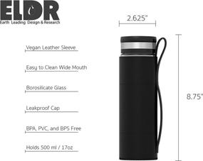 img 1 attached to ELDR Supply 17 oz Tea Infuser Glass Water Bottle - Stylish, Insulated & Leak-Resistant