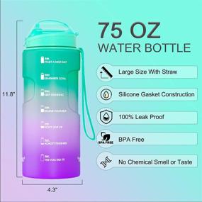 img 1 attached to BOTINDO Large 75oz Motivational Water Bottle: Stay Hydrated with Time Marker & Straw, Ideal for Fitness, Gym, Camping & Outdoor Sports