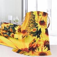 🌻 sunflowers beach towels set - 3-piece yellow flower sunset bath towel set for bathroom, super soft & absorbent - ideal for travel, swim, outdoor activities logo