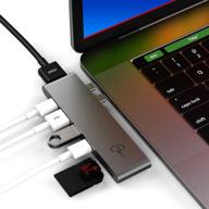 🔌 charjenpro usb c hub for macbook pro & air 2020 (m1), 2019, 2018 - 100w power, hdmi 4k, usb 3.0, sd card reader, macbar usbc adapter логотип