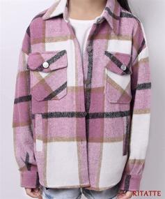 img 2 attached to 👩 Cozy Family Womens Shacket Jacket: Stylish Flannel Girls' Clothing Must-Have