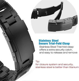 img 1 attached to 🕶️ Abanen Titanium Watch Bands for Garmin Fenix 6/Fenix 5 - Quick Release 22mm Metal Wrist Strap with Stainless Steel Buckle - Compatible with Fenix 6 Pro/Sapphire/Solar, Fenix 5 Plus, and Instinct - Black