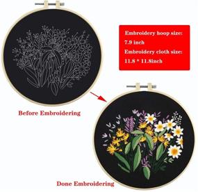 img 2 attached to 🧵 Embroidery Kit for Beginners: 3-Pack Floral Pattern Starter Set with Instructions and Stamped Fabric