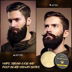 img 1 attached to 🧔 Ultimate Beard Balm Set: 4 Scents of Natural Wax for Grooming, Softening, and Conditioning. Perfect Fathers Day Gift for Dad, Husband, Boyfriend