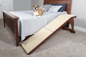 img 2 attached to 🛏️ Enhance Comfort and Mobility: PetSafe CozyUp Bed Ramp for Dogs and Cats - Supports up to 120lb - Furniture Grade Wood Pet Ramp with Cherry or White Finish - High-Traction Carpet Surface – Ideal for Older Pets