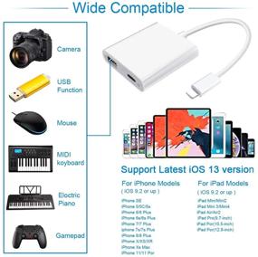 img 3 attached to 📱 Lightning to USB3 Camera Adapter with Charging Port, Lightning Female USB OTG Cable for iPhone and iPad: Connect Camera, Card Reader, USB Flash Drive, MIDI Keyboard (White)