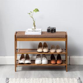 img 4 attached to 👞 Maydear Bamboo 3 Tier Shoe Rack Bench: Stylish Shoe Organizer & Entryway Bench with Storage and Comfortable Foam Pad Seat - Ideal for Hallways, Living Rooms, Bedrooms & Corridors