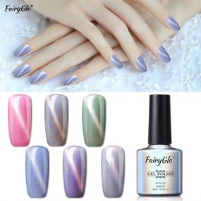 img 1 attached to 💅 6-Piece Magnetic Pearl Gel Nail Polish Manicure Salon Decor Cat Eye UV LED Soak Off Sea Shell Gel Nail Art Set with 1-Piece Magic Stick FairyGlo