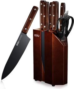 img 4 attached to 🔪 OOU 8 Piece Kitchen Knife Block Set: High Carbon Stainless Steel Chef Knives with Wooden Block - Ultra Sharp and Rust-Resistant