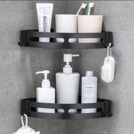 🚿 laimew widen corner shelves shower caddy: hooked no-drill aluminum organizer for efficient bathroom and kitchen storage (corner black) логотип