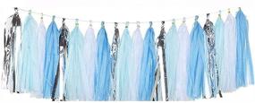 img 4 attached to 🎉 20pcs Qyeaber DIY Silver/White/Blue Paper Tassel Foil Tassel Party Garland: Fringe Banner for Wedding, Valentine's Day, Baby Shower, Birthday, Graduation - Ideal Event & Party Decorations